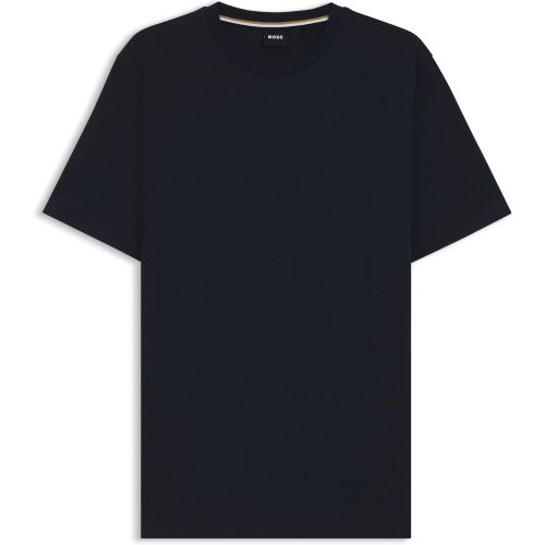 T-shirt Regular en jersey de coton avec col côtelé - Boss - Modalova