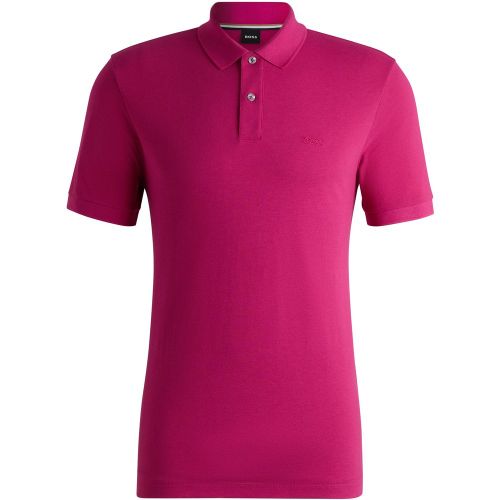 Polo Pallas en piqué de coton avec détails logotés - Boss - Modalova