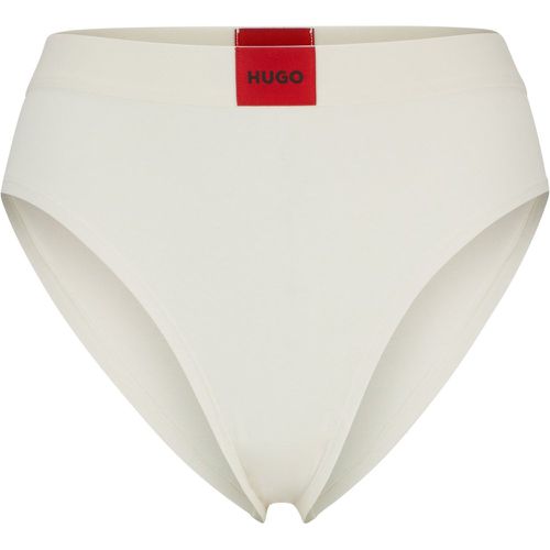 Slip taille haute en coton stretch avec étiquette logo rouge - HUGO - Modalova