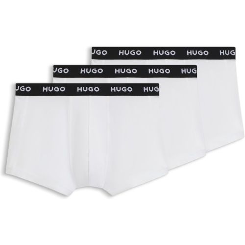 Lot de trois boxers courts en coton stretch avec taille logotée - HUGO - Modalova