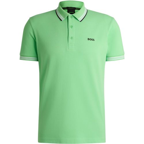 Polo Paddy en piqué de coton avec sous-col logoté - Boss - Modalova