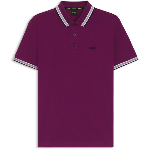 Polo Paddy en piqué de coton avec sous-col logoté - Boss - Modalova