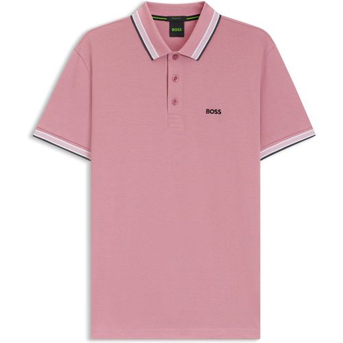 Polo Paddy en piqué de coton avec sous-col logoté - Boss - Modalova