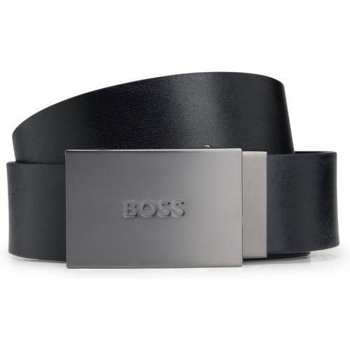 Ceinture en cuir italien avec boucle plate à logo - Boss - Modalova