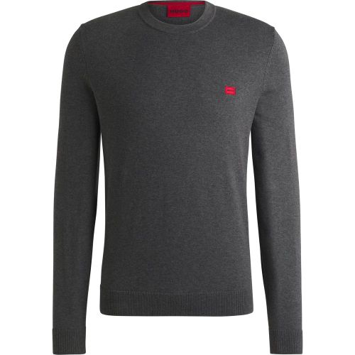 Pull en coton avec étiquette logotée rouge - HUGO - Modalova
