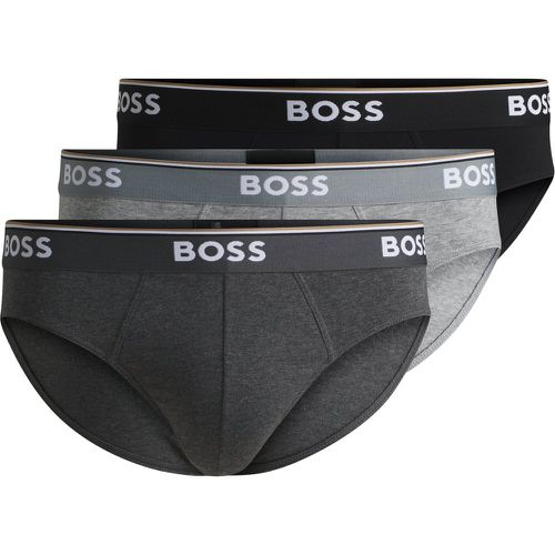 Lot de trois slips en coton stretch avec logos à la taille - Boss - Modalova