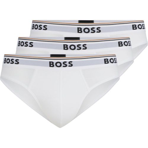 Lot de trois slips en coton stretch avec logos à la taille - Boss - Modalova