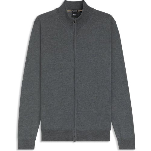 Cardigan zippé en laine vierge avec logo brodé - Boss - Modalova