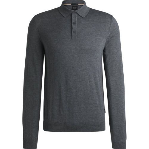 Pull en laine vierge italienne avec manches longues et col polo - Boss - Modalova
