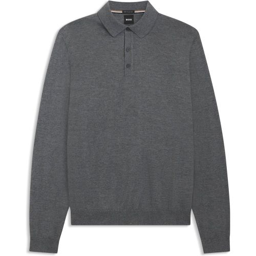 Pull Regular Fit en laine vierge avec col polo - Boss - Modalova