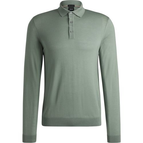 Pull en laine vierge italienne avec manches longues et col polo - Boss - Modalova