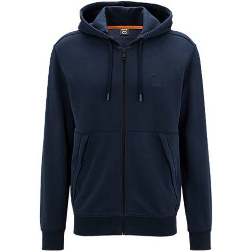 Veste zippée à capuche en molleton de coton avec patch logo - Boss - Modalova