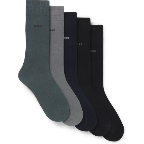 Lot de cinq paires de chaussettes mi-mollet en coton mélangé - Boss - Modalova