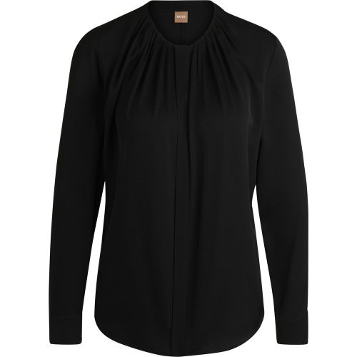 Chemisier en crêpe de soie stretch avec encolure froncée - Boss - Modalova
