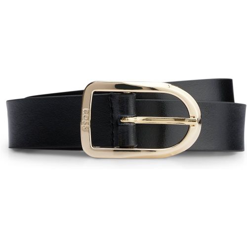 Ceinture en cuir avec boucle dorée gravée - Boss - Modalova