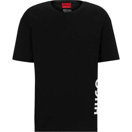 T-shirt en jersey de coton avec logo vertical contrastant - HUGO - Modalova