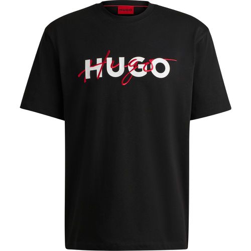 T-shirt en jersey de coton avec double logo - HUGO - Modalova