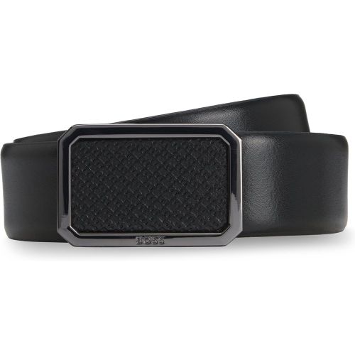 Ceinture en cuir italien avec boucle plate à monogramme - Boss - Modalova
