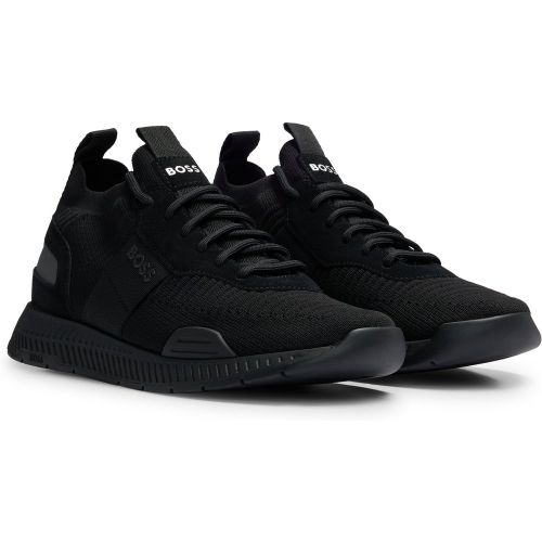 Baskets TTNM EVO avec tige en maille et finitions en cuir suédé - Boss - Modalova