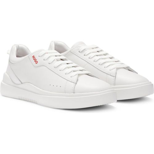 Baskets en cuir à semelle cupsole et lacets logotés - HUGO - Modalova