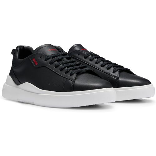 Baskets en cuir lisse avec logo contrastant - HUGO - Modalova