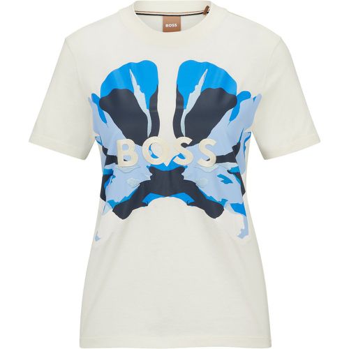 T-shirt Slim Fit en coton biologique à motif artistique de la saison - Boss - Modalova