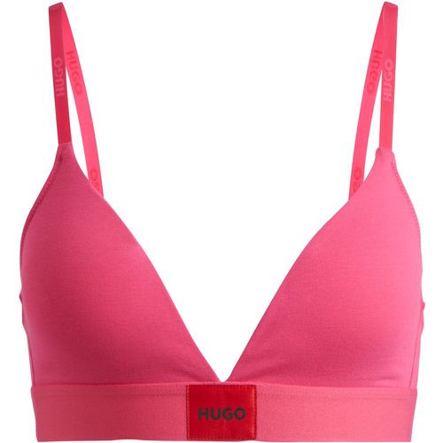 Soutien-gorge triangle en coton stretch avec étiquette logotée rouge - HUGO - Modalova