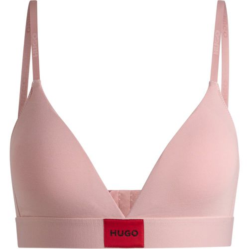 Soutien-gorge triangle en coton stretch avec étiquette logotée rouge - HUGO - Modalova