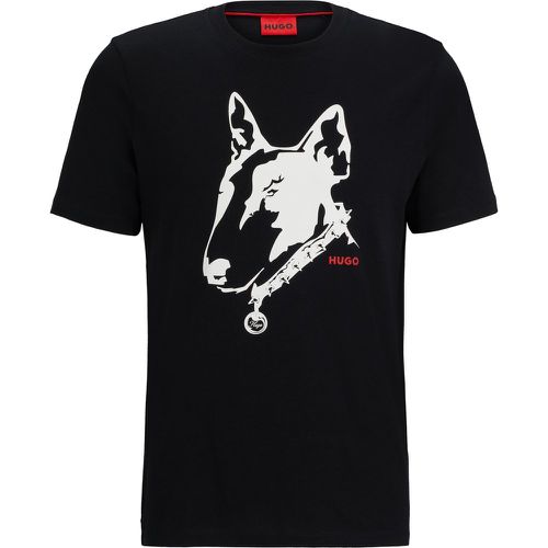 T-shirt en jersey de coton à motif chien artistique - HUGO - Modalova