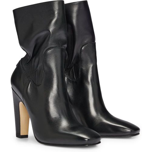 Boots à talons hauts en cuir nappa avec finition monogramme - Boss - Modalova