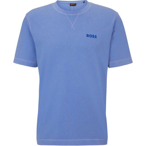 T-shirt en coton teint en pièce avec étiquette logo - Boss - Modalova