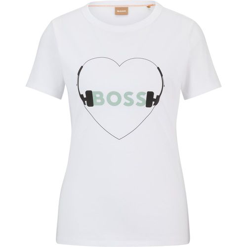 T-shirt Regular Fit en coton pur avec imprimé de saison - Boss - Modalova