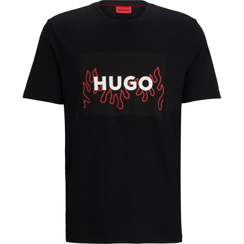 T-shirt Regular Fit en jersey de coton avec logo flamme - HUGO - Modalova