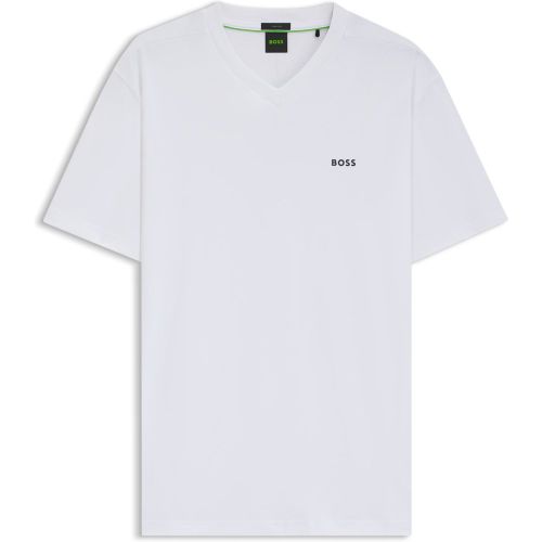T-shirt Regular Fit en coton stretch avec logo contrastant - Boss - Modalova