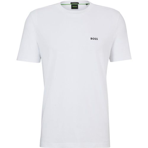 T-shirt Regular en coton stretch avec logo contrastant - Boss - Modalova