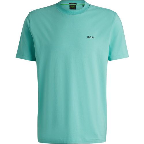 T-shirt Regular en coton stretch avec logo contrastant - Boss - Modalova