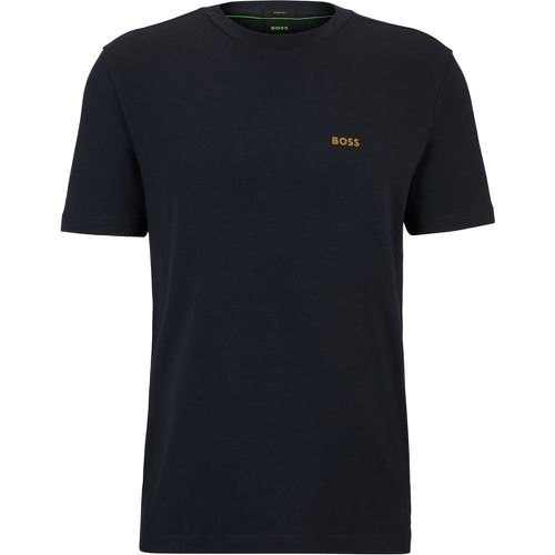 T-shirt Regular en coton stretch avec logo contrastant - Boss - Modalova