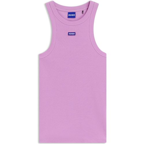 Haut Slim en coton stretch avec badge logoté bleu - HUGO - Modalova