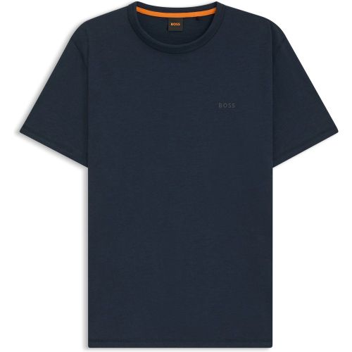 T-shirt Regular en coton flammé avec détail logoté - Boss - Modalova