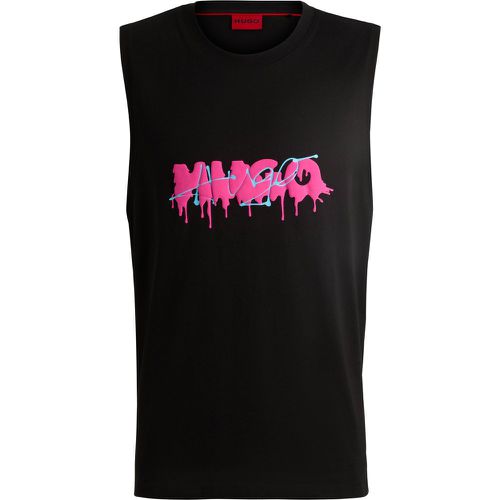 T-shirt sans manches en jersey de coton avec logo de la saison - HUGO - Modalova