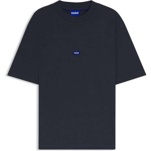 T-shirt Regular en jersey de coton avec patch logoté bleu - HUGO - Modalova