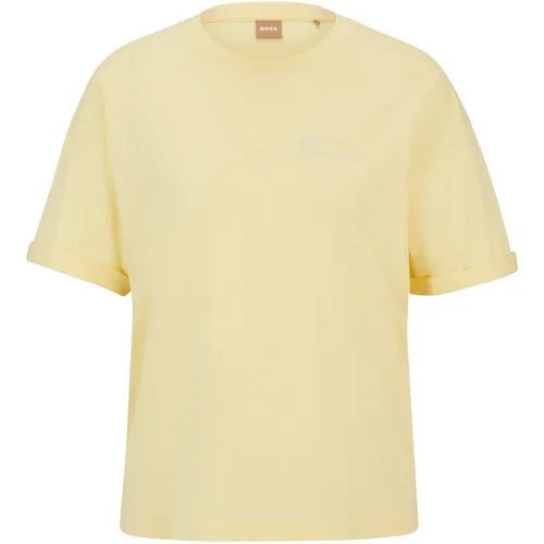 T-shirt Regular Fit en jersey de coton avec imprimé sur la poitrine - Boss - Modalova