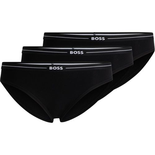 Lot de trois slips en coton stretch avec logos à la taille - Boss - Modalova