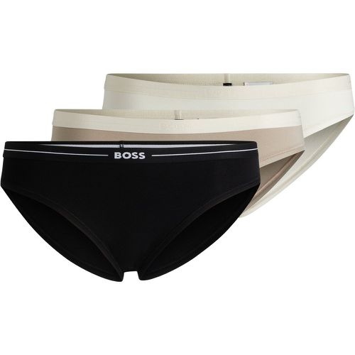 Lot de trois slips en coton stretch avec logos à la taille - Boss - Modalova