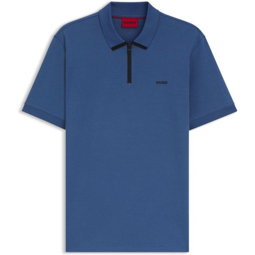 Polo en piqué de coton avec logo contrastant - HUGO - Modalova