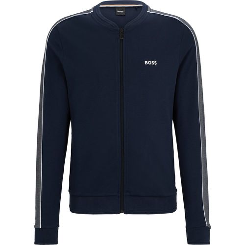 Veste zippée en coton mélangé à logo brodé - Boss - Modalova