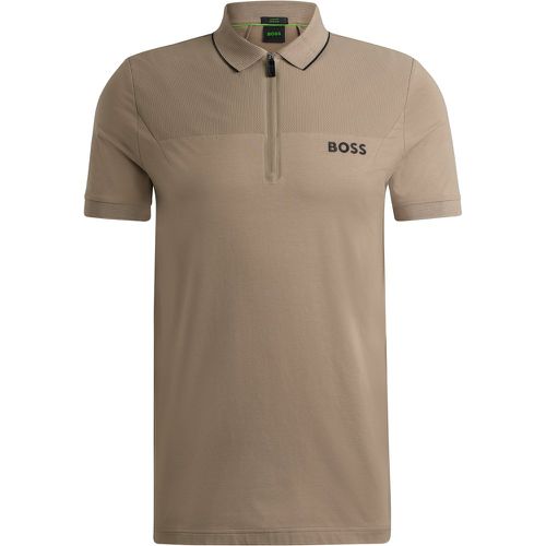 Polo Slim Fit à encolure zippée avec détails en mesh - Boss - Modalova