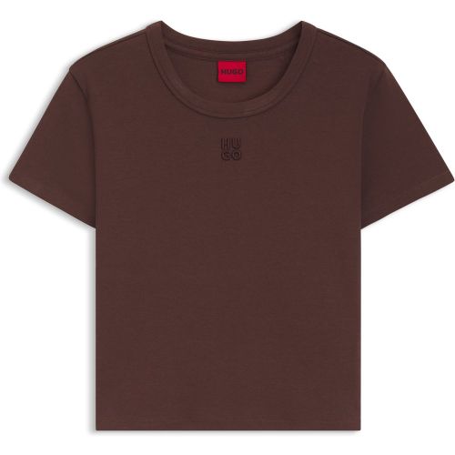 T-shirt Slim en coton mélangé à logo revisité brodé - HUGO - Modalova