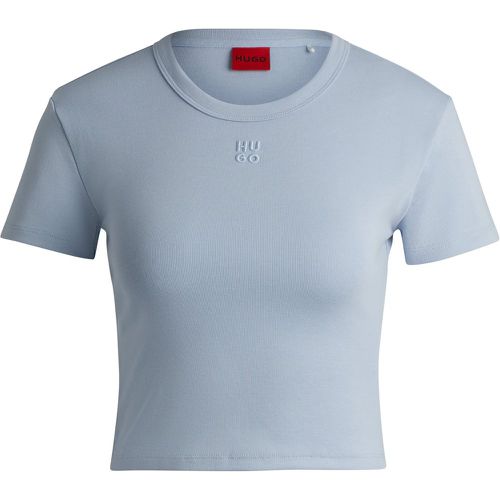 T-shirt court Slim Fit en coton mélangé à logo revisité - HUGO - Modalova
