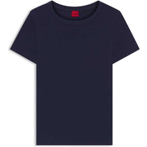 T-shirt en coton mélangé à logo revisité brodé - HUGO - Modalova